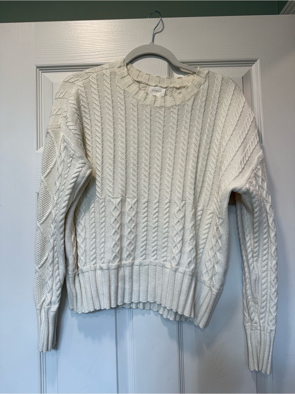 Women’s Cyrus Ivory Cable-Knit Crewneck Sweater